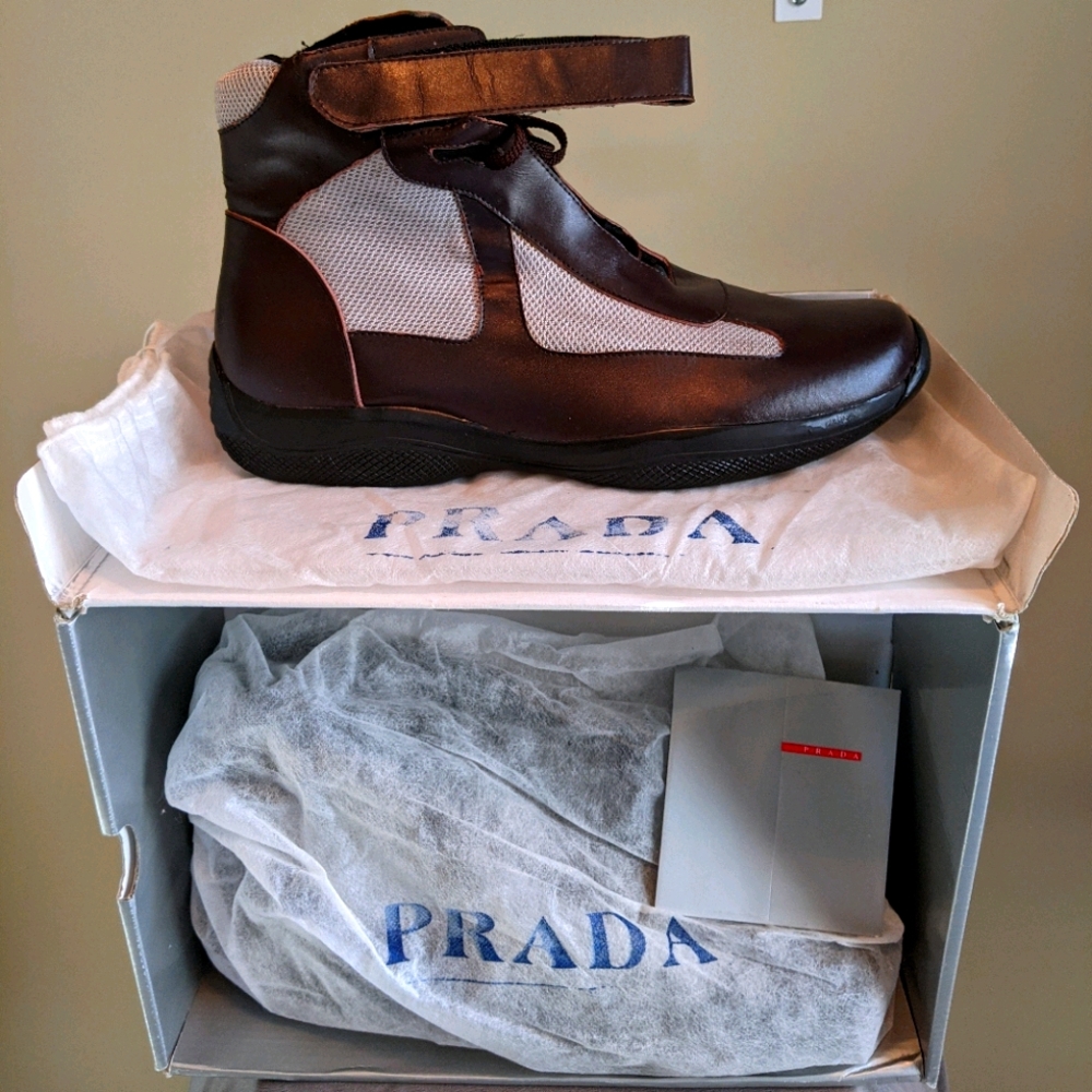 Prada Leather High-Tops with straps and buckles